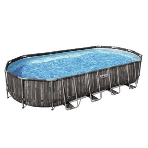 Bestway Piscine Bestway Ovale Power Steel Décor Bois 7,32 x 3,66 h1,22m