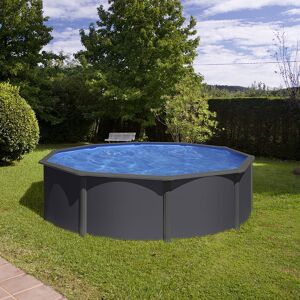 Gré Piscine acier Gre aspect gris anthracite Louko ronde Dimension - 4,60 x h1,20m - Publicité