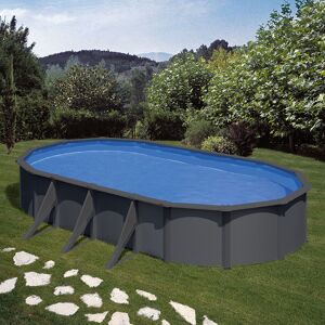 Gré Piscine acier Gre aspect gris anthracite Louko ovale Dimension - 6,10 x 3,75 x h1,20m - Publicité