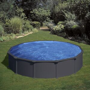 Gré Piscine acier Gre aspect gris anthracite Juni ronde Dimension - 4,60 x h1,32m