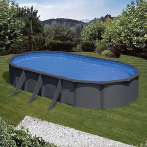 Gré Piscine acier Gre aspect gris anthracite Juni ovale Dimension - 5,00 x 3,00 x h1,32m