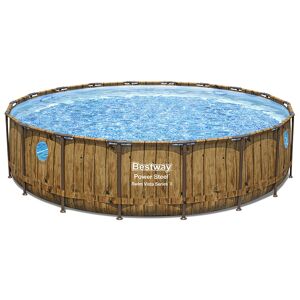 Bestway Piscine Bestway Ronde Power Steel Swim Vista décor bois 5,49 x h1,22m