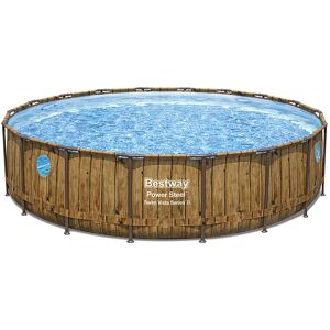 Piscine Bestway Ronde Power Steel Swim Vista décor bois 5,49 x h1,22m - Publicité