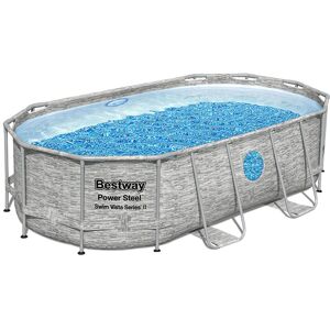 Bestway Piscine Bestway Ovale Power Steel Swim Vista décor pierre 4,27 x 2,50 h1,00m