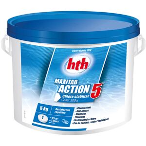 HTH Maxitab action 5 - chlore lent multiactions Quantite - Seau de 10 kg