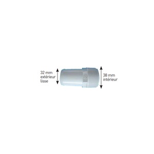 Adaptateur tuyauterie plastique 11/2MIP 38mm lisse - Hydro Air International