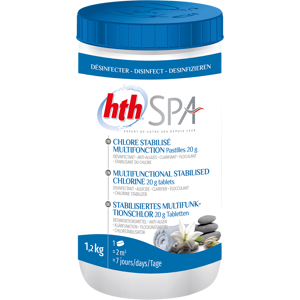 HTH Spa - Chlore stabilisé multifonction - Pastilles 20g - 1,2kg - Publicité