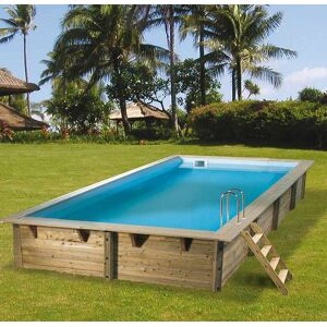 Piscine en bois Azura diam 410 x 120 cm bache ete