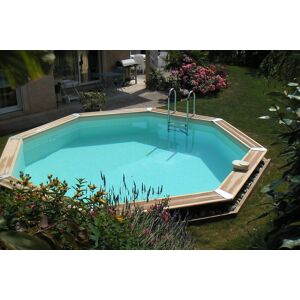 Piscine en BOIS OCEA diam 430 x 120 cm - Liner beige