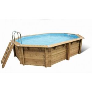 Piscine bois Sunwater rect. 300 x 555 x 140 cm - Liner bleu