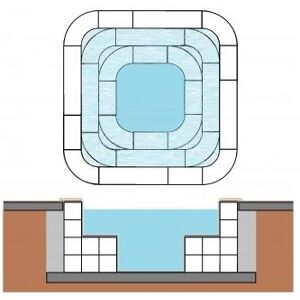 Spa bloc polystyrene CARRE 2 x 2 x 1.00 m + Banquette 50 x 50 cm