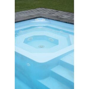 Piscine coque MENPHIS 1 : 7.70 x 3.80 x 1.50 m + LUXE + local enterre Capot Plat