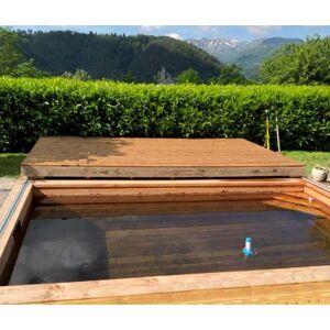 Terrasse mobile pour piscine 3.00 x 6.00 m : plateau largeur (3.10 x 6.40 m)