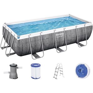 BESTWAY Power Steel Piscine hors sol rectangulaire effet rotin, 404 x 201 x 100 cm 56721