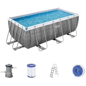 BESTWAY Power Steel Piscine hors sol rectangulaire effet rotin, 412 x 201 x 122 cm 56722