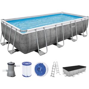 BESTWAY Power Steel Piscine hors sol rectangulaire effet rotin, 488 x 244 x 122 cm 56996