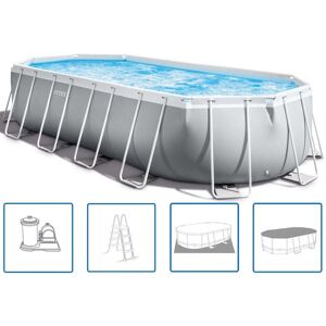 INTEX Prism Frame Oval Premium Pools Piscine 610 x 305 x 122 cm avec filtration 26798NP - Publicité