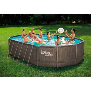 Waves Piscine hors-sol tubulaire ovale - 6,10 x 3,66 x 1,22 m – PVC aspect tressé - Publicité