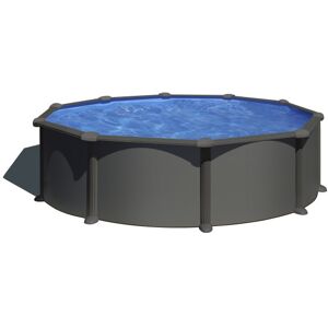 GRE Piscine acier Gré ronde Antracita Ø 480 x 132 cm - Filtre à sable