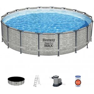 Bestway Piscine tubulaire Bestway ronde Ø 4,88 x 1,22 m Steel Pro Max - Motif pierres grises