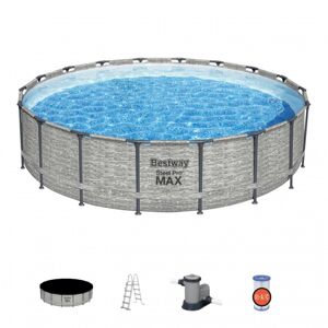 Piscine tubulaire Bestway ronde Ø 4,88 x 1,22 m Steel Pro Max - Motif pierres grises - Publicité