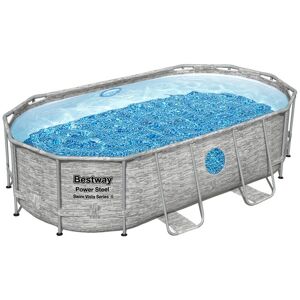 Bestway Piscine tubulaire ovale Power Steel Swim Vista Series II Bestway - 4,27 x 2,50 m - Décor pierre