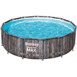 Bestway Piscine tubulaire ronde Steel Pro Max Bestway - Ø 4,27 x H.1,07 m - Décor bois