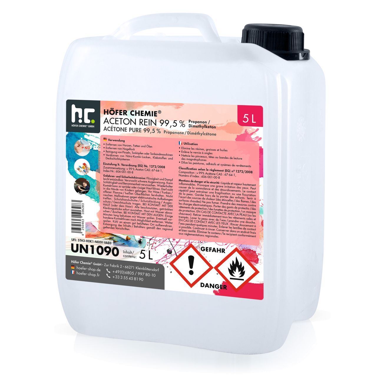 Höfer Chemie 10 l Acétone pur 99,5% (2 x 5 l)