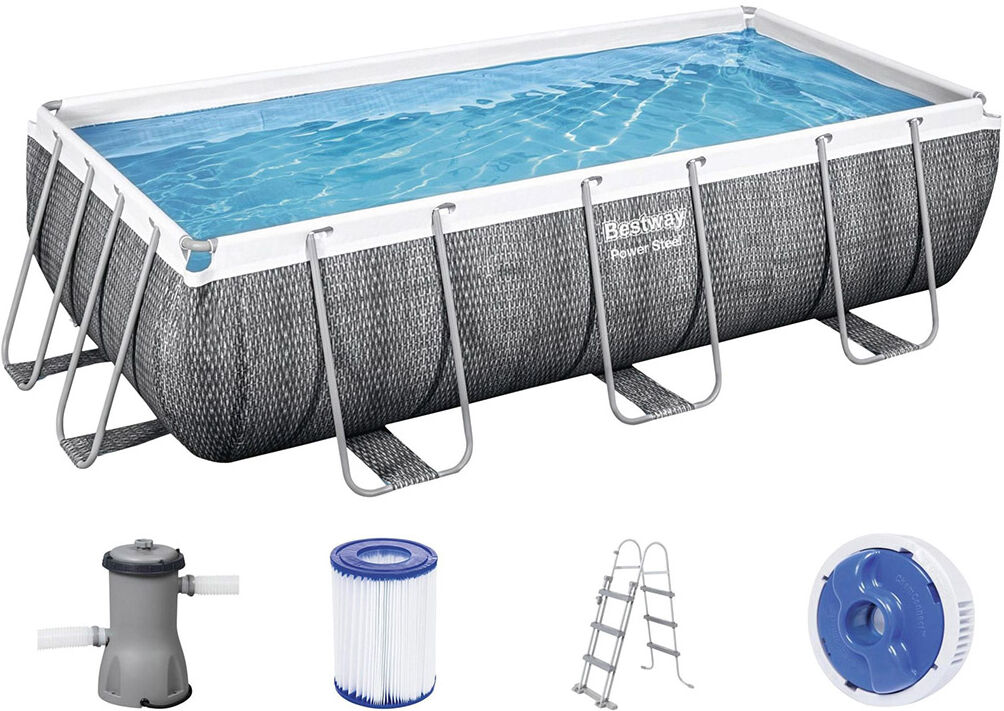 BESTWAY Power Steel Piscine hors sol rectangulaire effet rotin, 404 x 201 x 100 cm 56721