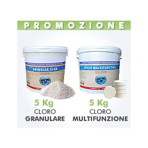 Piscine Italia 5kg Cloro Granulare In Polvere +5kg Cloro Multifunzione Pastiglie 200g