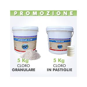 Piscine Italia 5 Kg Di Cloro Granulare In Polvere + 5 Kg Di Cloro In Pastiglie