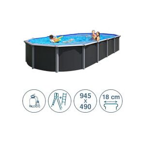 Piscine Italia Piscina Fuori Terra In Acciaio Abak Antracite Osmose 945x490x132 Cm