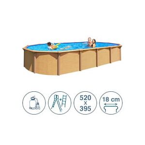 Piscine Italia Piscina Fuori Terra In Acciaio Abak Effetto Legno Osmose 520x395x132cm