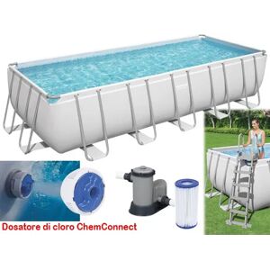 Bestway Piscina Fuori Terra con Telaio Portante Piscina Esterna da Giardino Rettangolare 640x274x132 cm con Pompa Filtrante - 5611Z