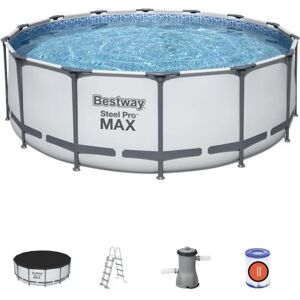 Bestway Piscina Fuori Terra con Telaio Portante Piscina Esterna da Giardino in Duraplus Rotonda Ø 427x122h cm con Pompa Filtro da 3.028 l/h - 5612X Steel Pro MAX