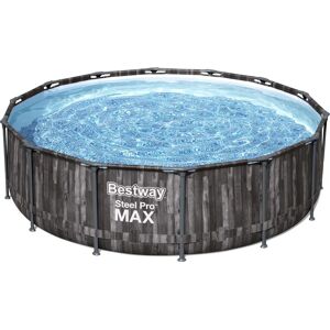 Bestway Piscina Fuori Terra Rigida da Giardino Piscina Esterna Rotonda ø 427x107 cm Pompa filtro effetto Legno - 5614Z