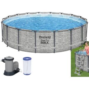 Bestway Piscina Fuori Terra con Telaio Portante Piscina Esterna da Giardino Rotonda ø 549x122 cm con Pompa Filtrante - 5618Y