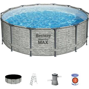 Bestway Piscina Fuori Terra con Telaio Portante Piscina Esterna da Giardino Rotonda con Pompa Filtro 427x122 colore Grigio - 5619D-5