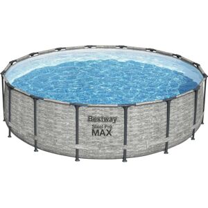 Bestway Piscina Fuori Terra con Telaio Portante Piscina Esterna da Giardino in PVC triplice strato Rotonda Ø 488x122h cm con Pompa Filtro da 19.480 Lt/h - 5619E Steel Pro Max