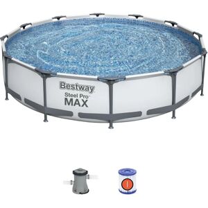 Bestway Piscina Fuori Terra con Telaio Portante Piscina Esterna da Giardino in PVC triplice strato Rotonda Ø 366x76h cm con Pompa Filtro da 1.249 Lt/h - 56416 Steel Pro Max