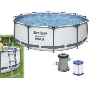 Bestway Piscina Fuori Terra con Telaio Portante Piscina Esterna da Giardino Rotonda ø 366x100 cm con Pompa Filtrante - 56418