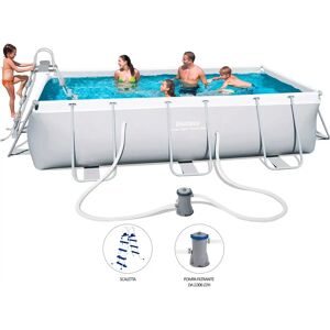 Bestway Piscina Fuori Terra con Telaio Portante Piscina Esterna da Giardino in PVC triplice strato Rettangolare 404x201x100h cm con Pompa Filtro da 2.006 Lt/h - 56441 Power Steel Frame