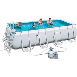 Bestway Piscina Fuori Terra con Telaio Portante Piscina Esterna da Giardino in PVC triplice strato Rettangolare 549x274x122h cm con Pompa a Sabbia da 3.785 Lt/h - 3Power Steel Frame