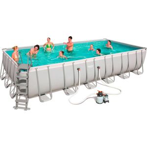 Bestway Piscina Fuori Terra con Telaio Portante Piscina Esterna da Giardino in PVC triplice strato Rettangolare 732x366x132h cm con Pompa a Sabbia da 5.678 Lt/h - 56475 Power Steel Frame