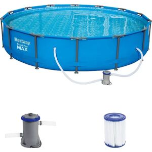 Bestway Piscina Fuori Terra con Telaio Portante Piscina Esterna da Giardino in PVC triplice strato Rotonda Ø 427x84h cm con Pompa Filtro da 2.006 Lt/h - 56595 Steel Pro Max