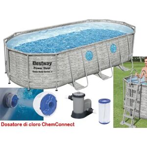 Bestway Piscina Fuori Terra con Telaio Portante Piscina Esterna da Giardino Ovale 549x274x122 cm con Pompa Filtrante - 56716