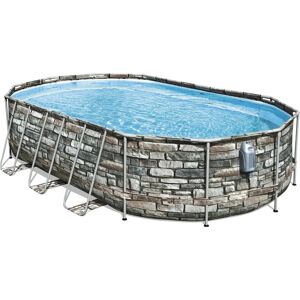 Bestway Piscina Fuori Terra Rigida da Giardino Piscina Esterna Ovale 610x366xh122 cm con Pompa filtro effetto Pietra - 56719