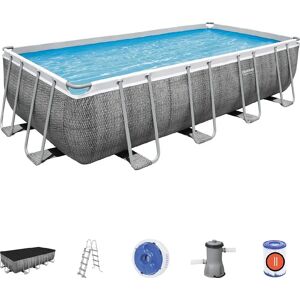 Bestway Piscina Fuori Terra con Telaio Portante Piscina Esterna da Giardino Rettangolare 488x244x122h cm con Pompa Filtrante da 3.028 l/h - 56996 56996 Power Steel