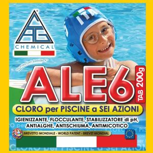 Chemical Cloro per piscine in pasticche pastiglie Multifunzione Antialghe Flocculante Antimicotico 200 gr confezione 1,4 kg - Ale6
