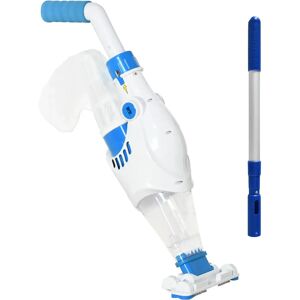 Dechome Pulitore Aspiratore per Piscine a Batteria con Palo Telescopico Spazzole e Filtro Bianco e Blu - 045V91848